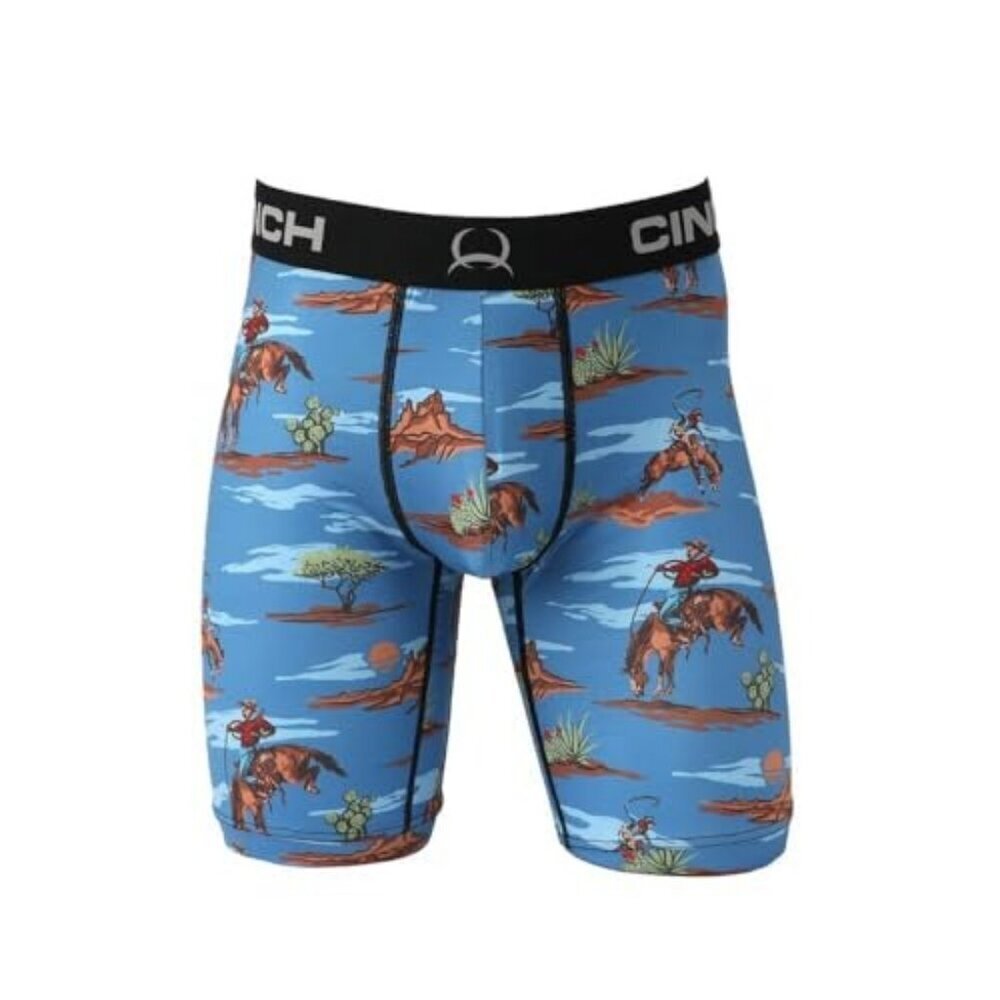 Cinch Men's Small 9" Buckaroo Bronc Rodeo Boxer Brief Blue/Multi